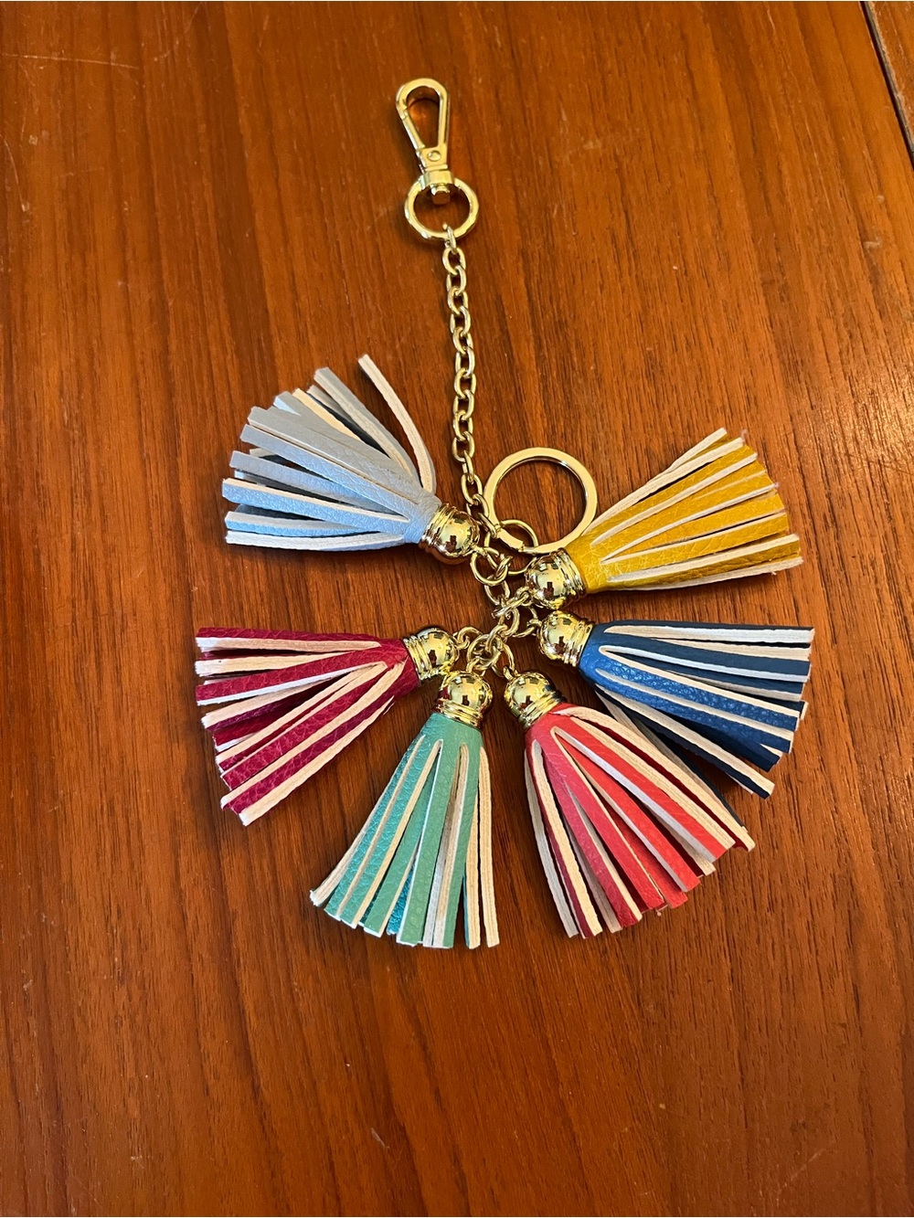 Multi-Color Tassel Keychain Charm - Gold Hardware